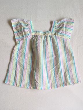 NWOT joe fresh pastel striped seersucker flowy blouse lightweight 5T girls